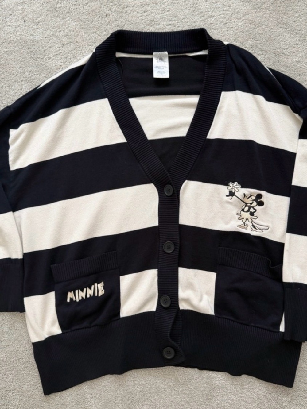 Disney Minnie Mouse Striped Cardigan Sweater Navy White Plus Size 2X